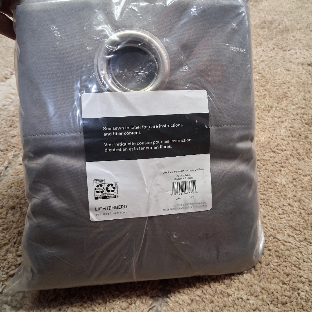 Lichtenberg Gray Room Darkening Patio Panel with Grommets 100x84in